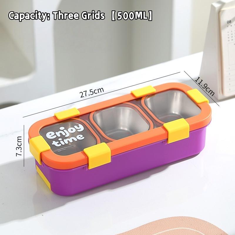 Rectangular Stainless Steel Lunch Box Removable Divided Compartments Portable Food Safe for Camping Picnic School Work