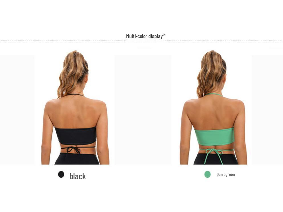 European & American Sexy Back Yoga Halter Sports Bra with Chest Pad
