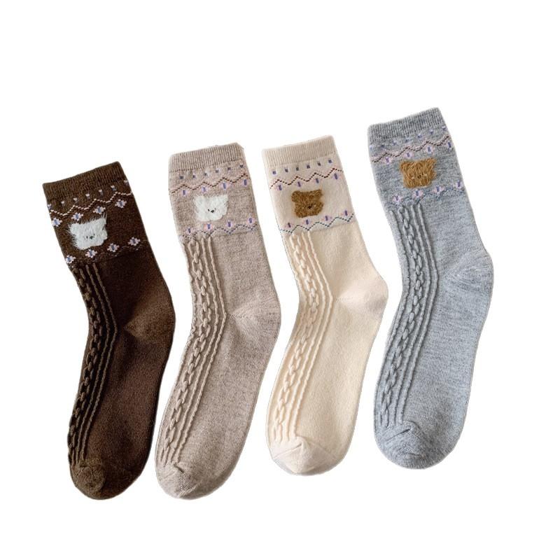 Cartoon Bear Warm Bellow Socks Socks Flocked Socks Piles Of Socks