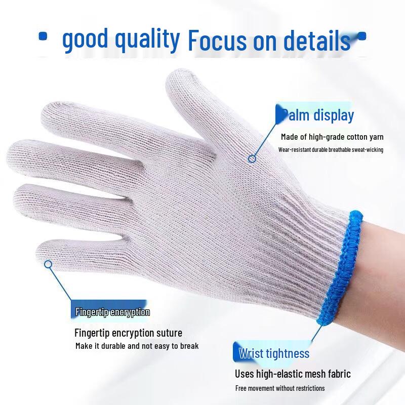 Star Sail White Cotton Thin Coated Finger Gloves