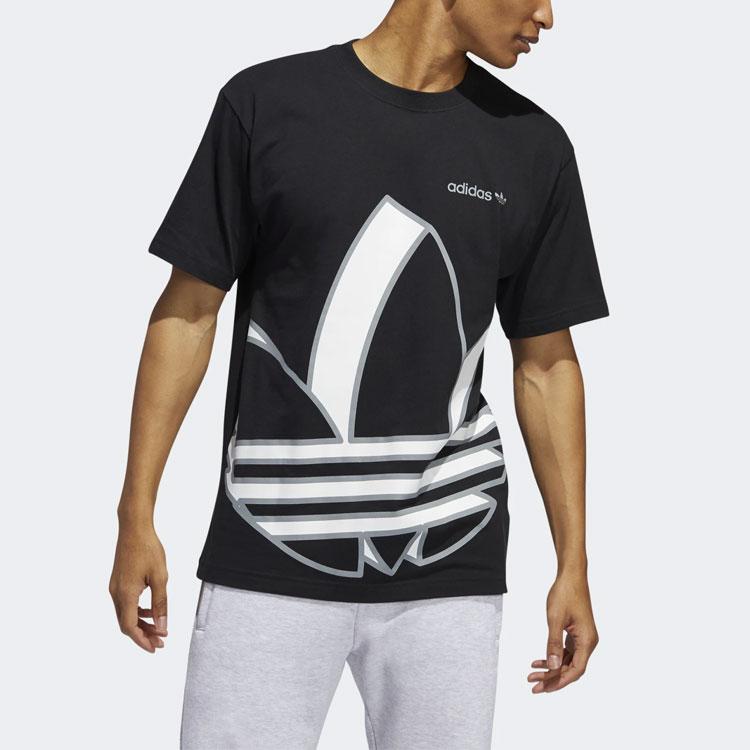 Adidas Originals Large Logo Print Sports Crew Neck Short Sleeve T-Shirt Men Tops Black GH9489
