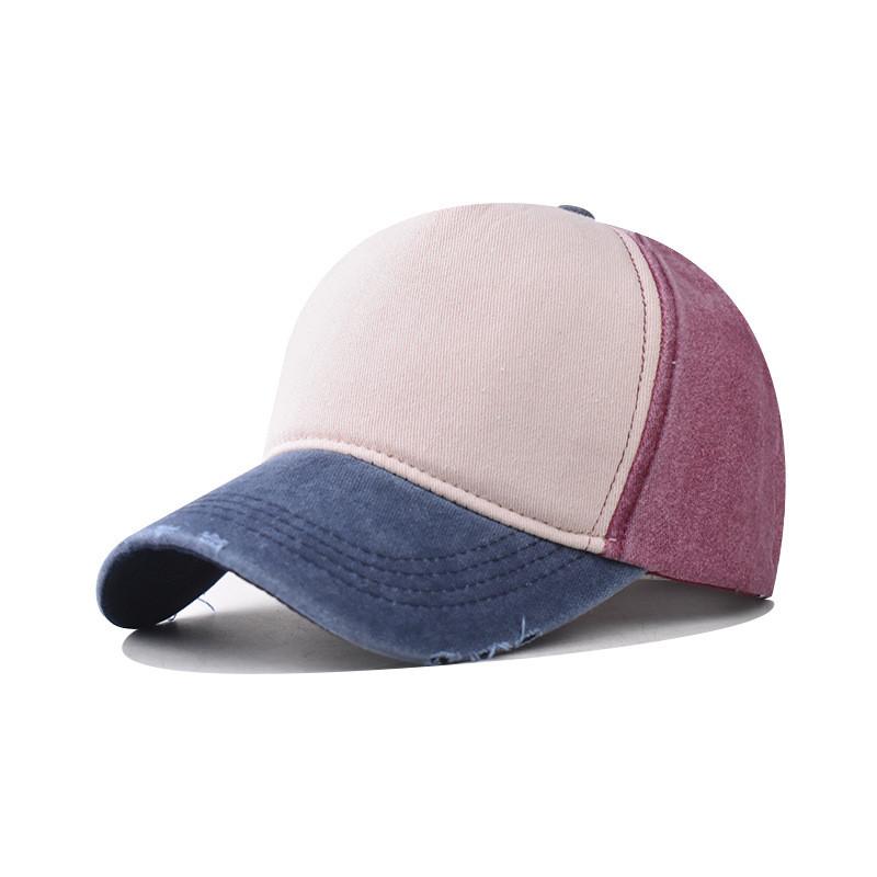 Block Color Cotton Wash Plain Baseball Cap Sun Protection Hat For Men And Women