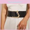 Vintage Style Wide Waist Belt With Irregular Metal Buckle For Womens Apparel