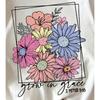 European size Girls round-neck short-sleeved T-shirt with floral pattern print