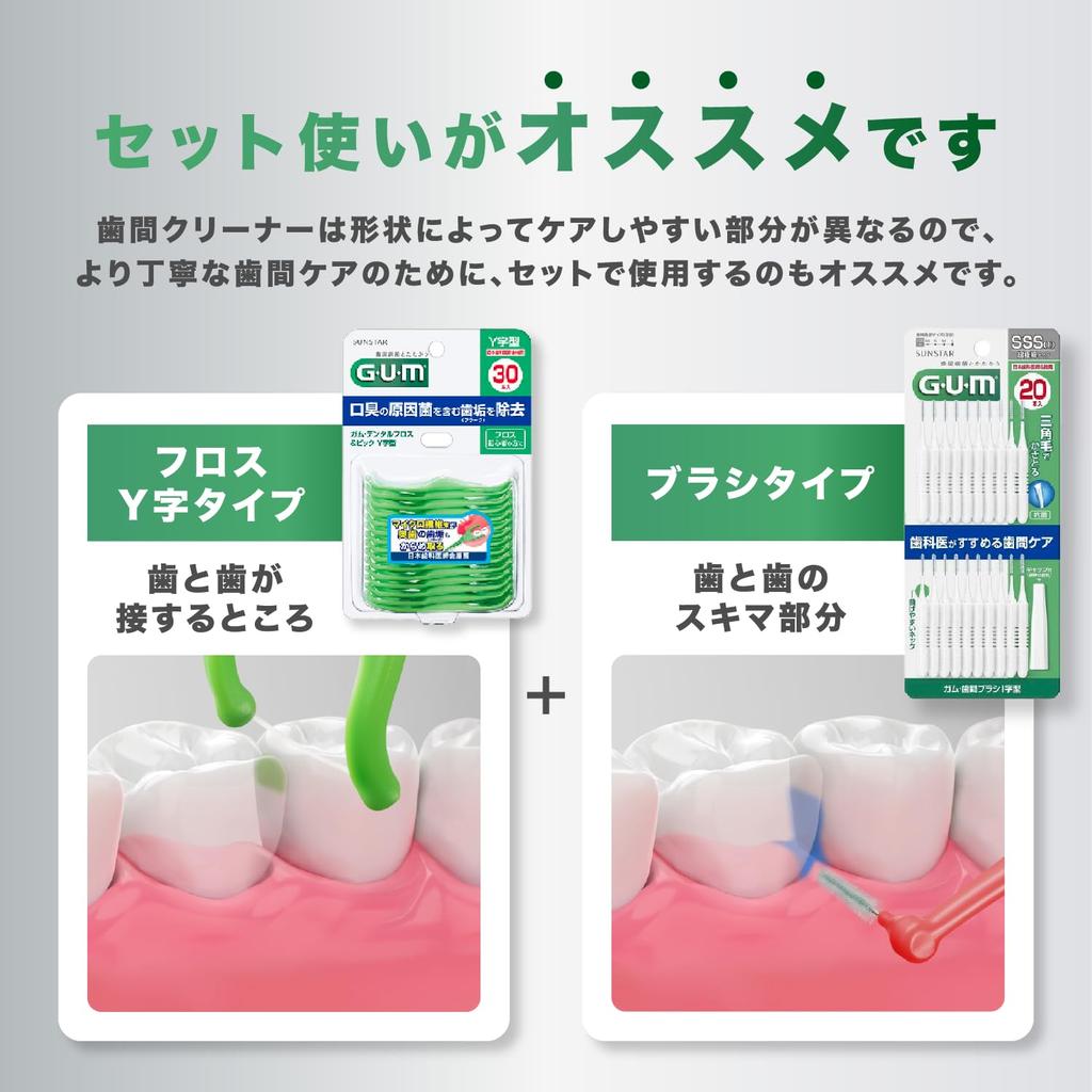 GUM Interdental Wire Type M 20 Brushes x 3 Packs Bonus Brushes, I-Shaped, [Size (4)], +