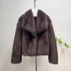 Autumn and winter new fox fur navy collar loose short versatile temperament imitation fur fur coat women