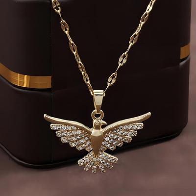 Light Luxury Fashion Personality Phoenix Wings Pendant Necklace For Women Men Temperament Advanced Sense Clavicle Chain Zircon