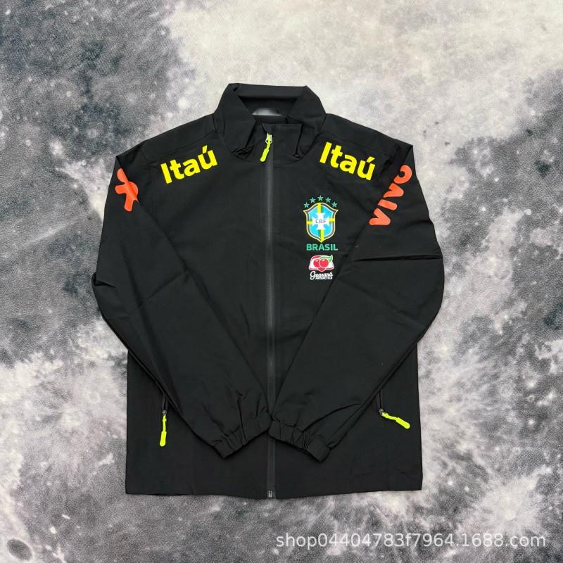 Brazil National Team Collar Jacket Neymar Same Style Waterproof Outdoor Football Coat Men