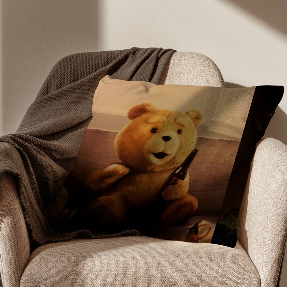Movie Cute Ted Bear Pillow Case Antidustmite Pillowcase Invisible zipper silky short plush Sofa cushion cover