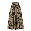 Floral Print A-Line Pleated Midi Skirt Women Casual Chic Office Wear Stretch Waist Lightweight