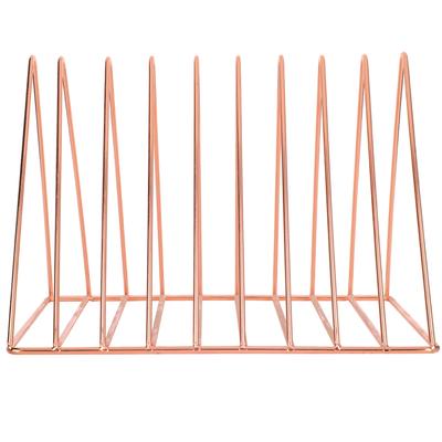 Dreieckiges Bücherregal Metall Roségold Schreibtisch Bücher Akten Ablageregal Desktop Bücherregal