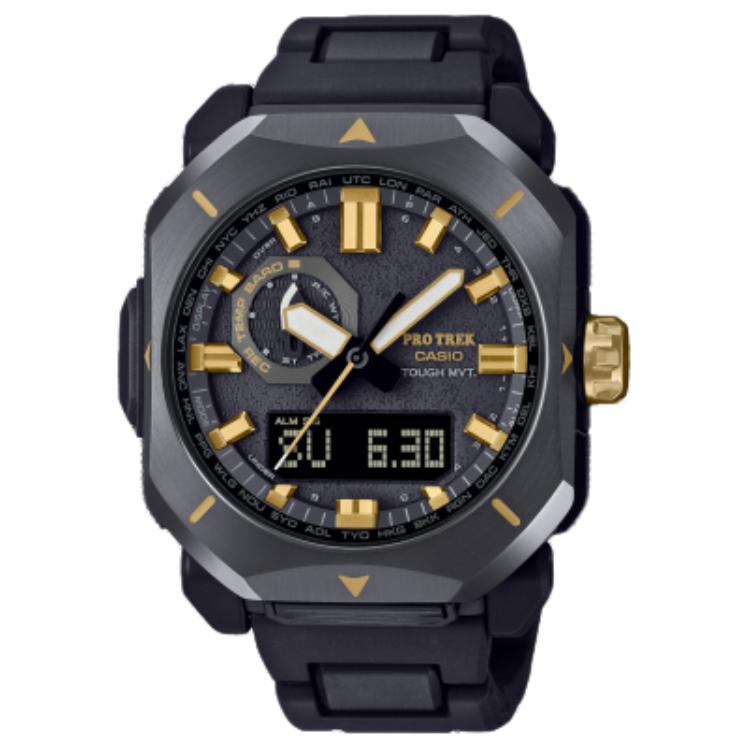 

Casio PRW-6900 Series 100M Water Resistant Solar Quartz Movement Resin Stainless Steel Strap Men watches Black PRW-6900ZE-1 Black Dial