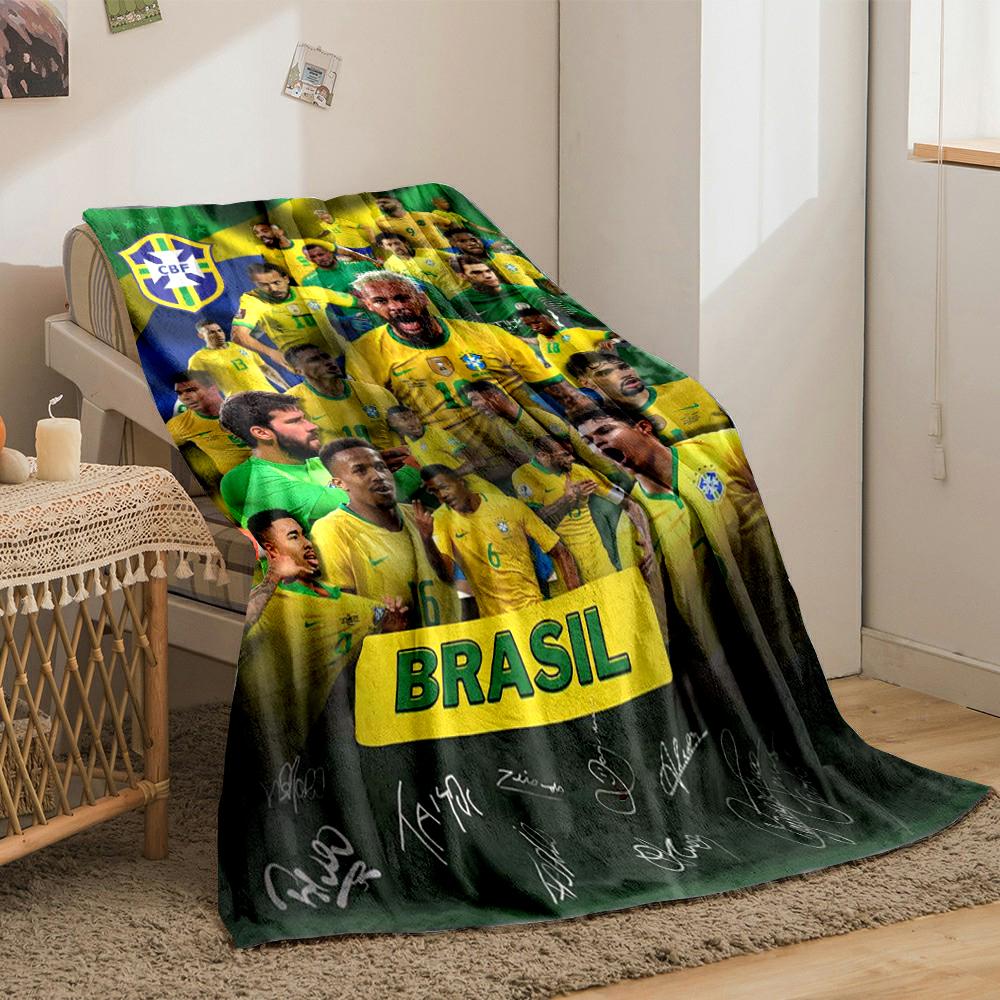 Brazil Football Team Designed Flannel blanket for bedroom, living room, sofa, and nap