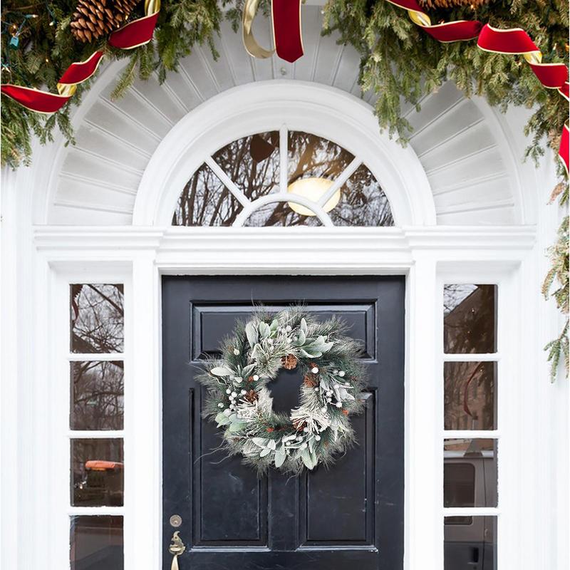 Christmas Door Wreath Holiday Decor Christmas Winter Wreath With Pine Cones For Kitchen Window Porch Centerpiece Party Indoor