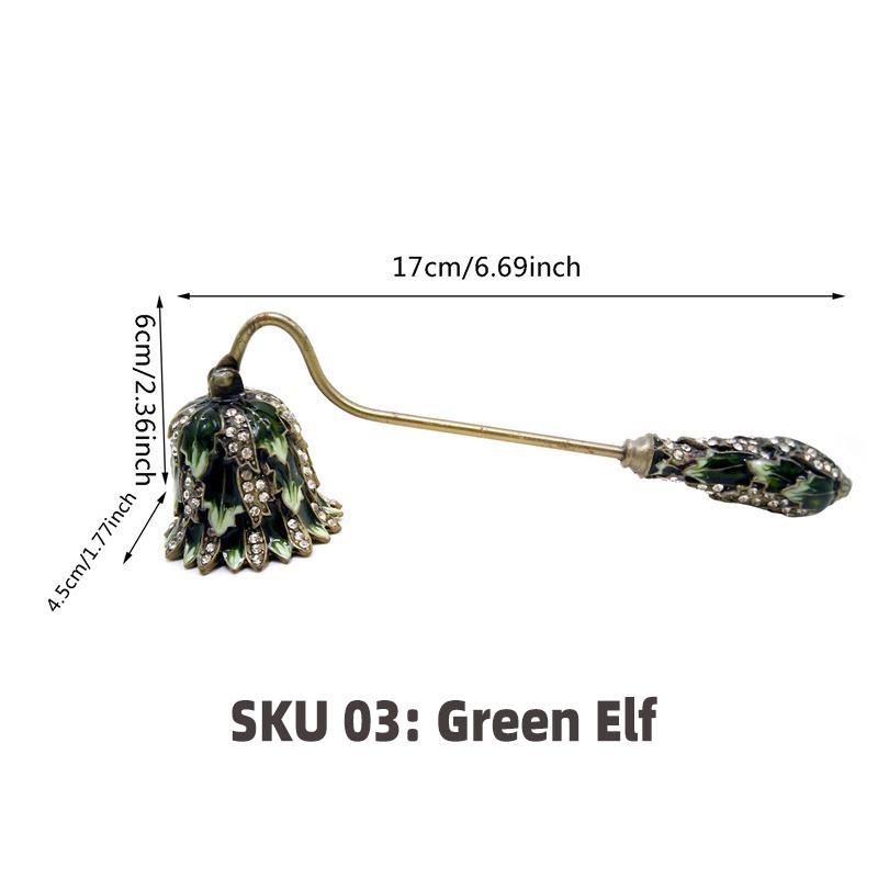 Vintage Candle Extinguisher Aromatherapy Enamel Diamond-encrusted Art Retro Long Handle Candle Snuffer Elegant Household Decor