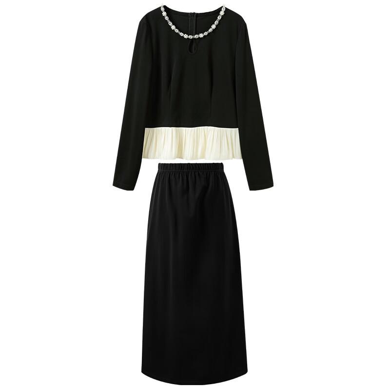 Sancai Plus Size Winter Two-Piece Top & A-Line Skirt Set