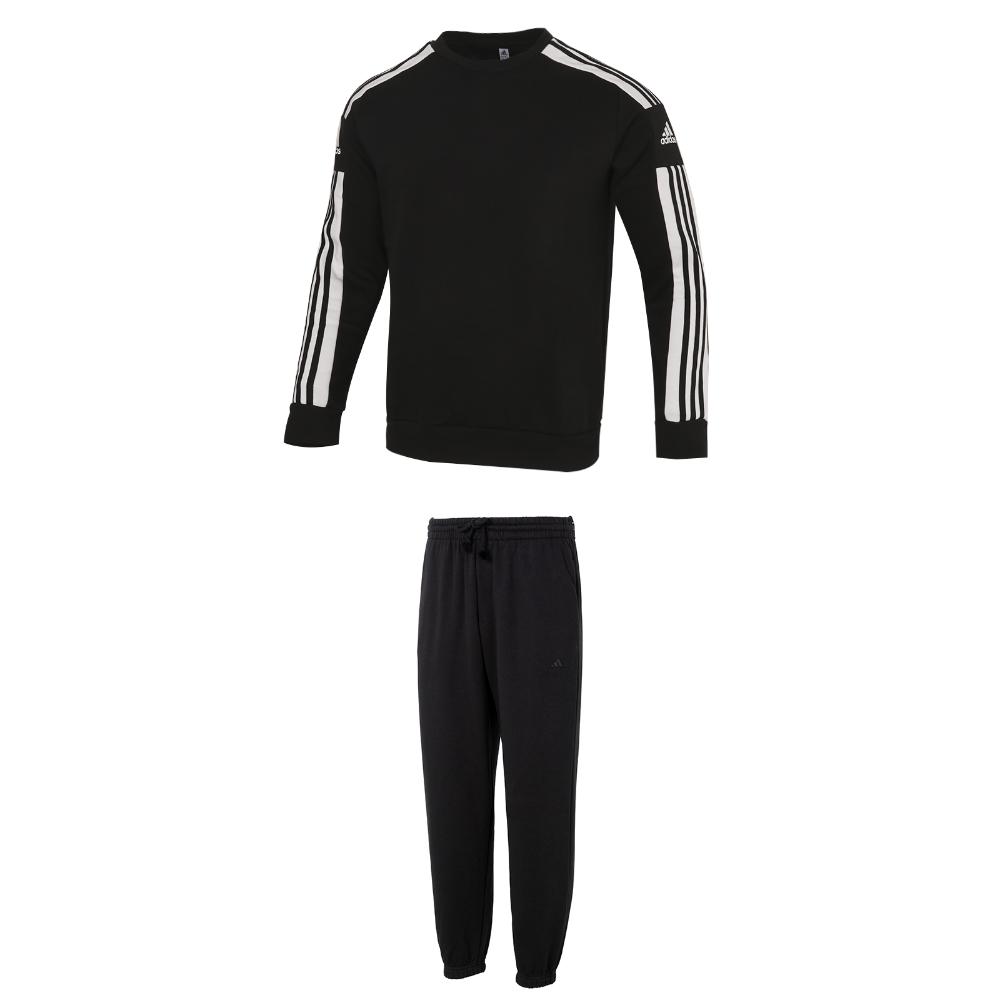 

Adidas Pullover Round Neck Breathable Fleece Warm Cuffed Sweatpants Casual Sports Set Men sweatshirts and pants Black GT6638+IB4048 XL