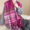 Winter new scarf women's winter thickened warm scarf colored plaid fringed scarf shawl fashionable outer cover