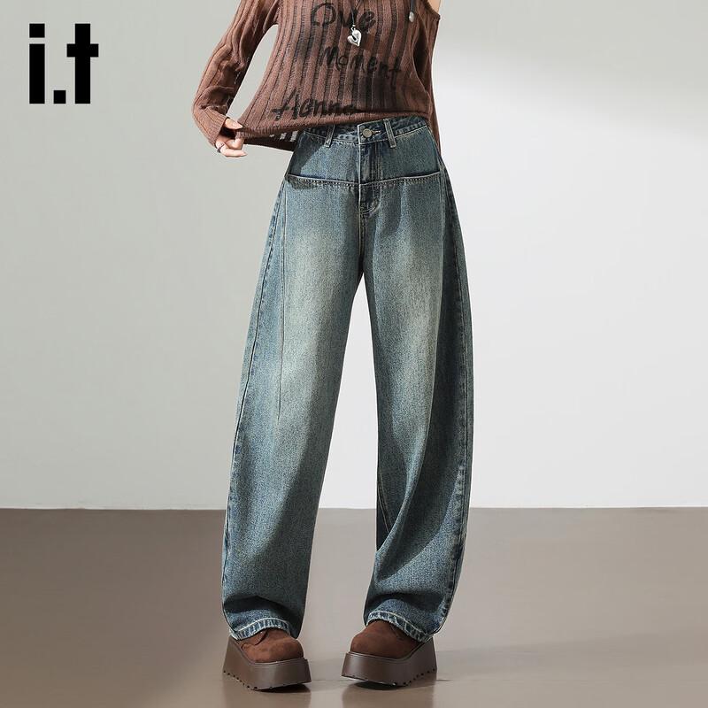 Джинсы Izzue It женские американского стиля с высокой талией и широкими штанинами L