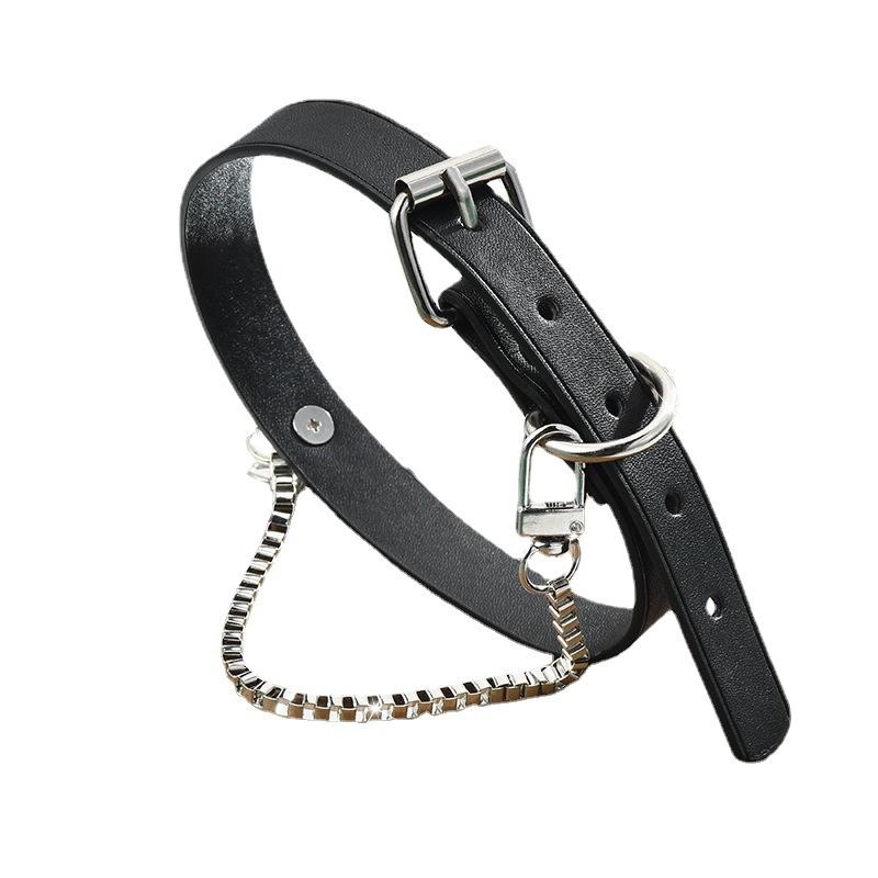Collar Punk Box Chain Collar Punk Titanium Steel Chain Collar Rock Women'S Head Leather Necklace