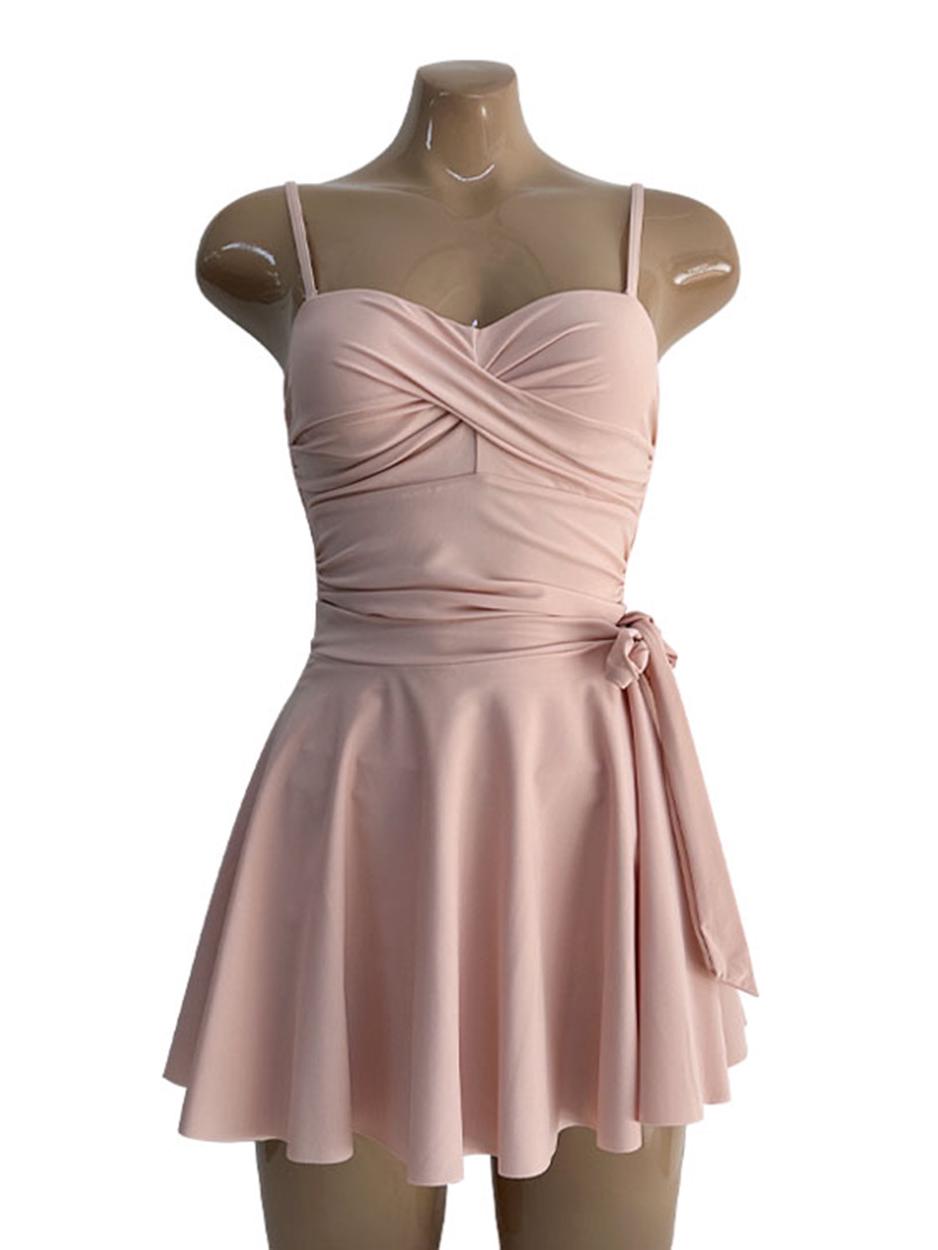 

Однотонный белый раздельный купальник с юбкой - Консервативный облегающий крой для женщин Medium