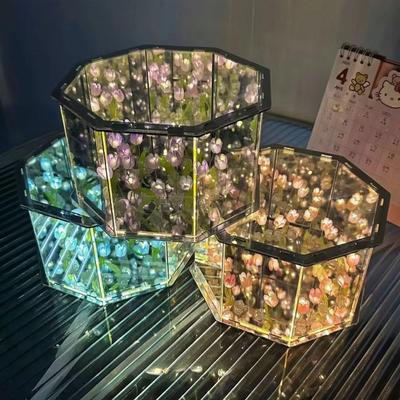 Nouveau 2025 DIY Créatif Tulipe Fleur Mer Cube Octogone Petite Lampe de Nuit Kit de Matériel pour Petite Amie Couple Petites Amies