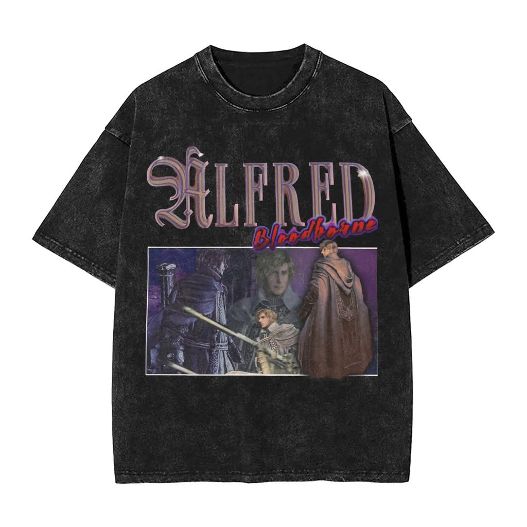 Hot Game Peripherals Bloodborne Darks Souls Graphic Print TShirt Streetwear Vintage Washed Cotton Top Oversized Summer New Tees