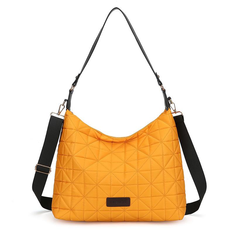 New fashionable and simple shoulder women's bag trendy rhombus geometric underarm bag large capacity oblique span bag yellow