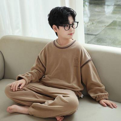 Boys' Flannel Pajama Set: Warm, Thickened, and Plus Velvet for Autumn and Winter