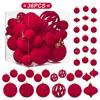 36Pcs Velvet Christmas Ball Ornaments Set Flocked Xmas Tree Hanging Decoration for Holiday Party Decor New Year Gift
