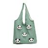 Vacation Canvas Shopping Bag Panda Doll Office Worker Handbag Casual Plaid Shoulder Bags  Outdoor