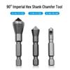 90° Hex Shank Countersink Drill Bit with Chip Evacuation & Deburring for Woodworking