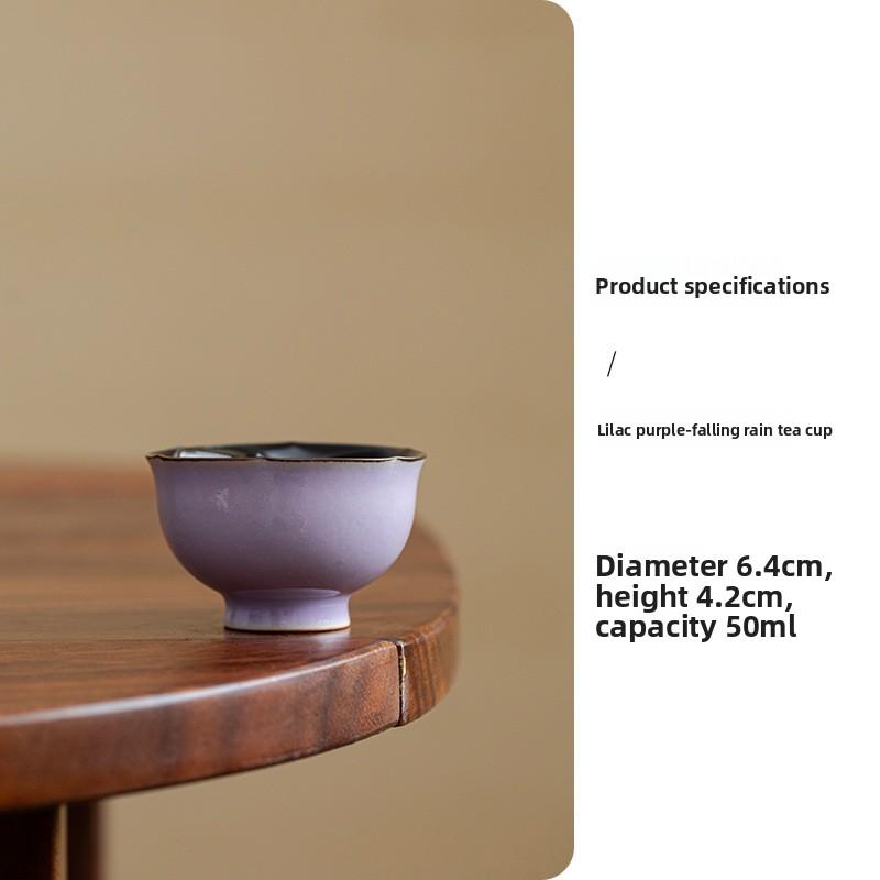 Antique Vintage Lilac Purple Personal Master TeaCup Handmade Ceramic Chinese Tea Set Zen Teaware Gift for Tea Lovers Home Office