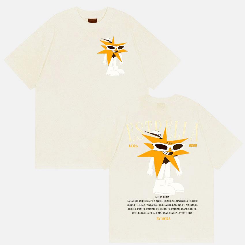 Rapper MORA Tour 2025 Summer Merch 100 Pure Cotton Printed Tshirt Mens Women Vintage High Quality FashionHip Hop Oversized