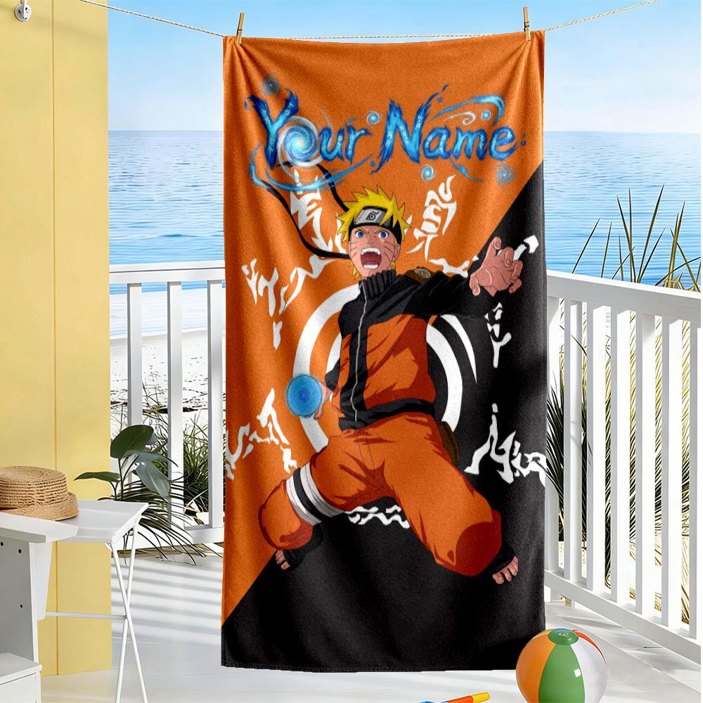 Naruto Character Customizable Name Beach Towel High Absorbency & Quick-Dry Portable for SwimmingBeachCamping Travel Beach AccessoriesGym