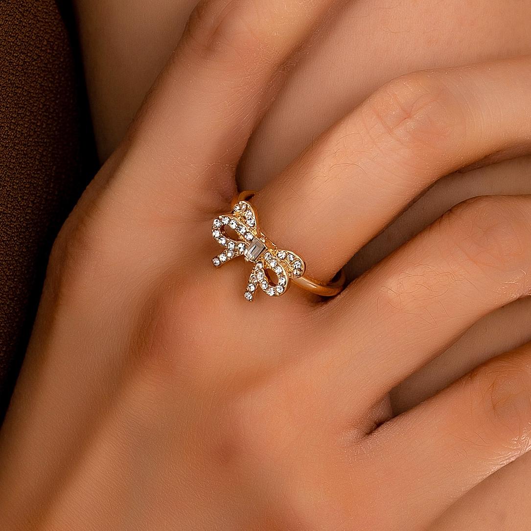 

One Piece Women s Ring Bow Sweet Romantic Ring Suitable for Daily and Vacation Wear золотой