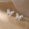 Dainty Sturdy Alloy Butterfly Earrings with Vibranting Zircon Stones Accessory for Women Seek Styles and Elegant