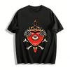 All Seeing Heart Skeleton Hand Sword Print Edgy Retro Tee Pure Cotton T-shirt