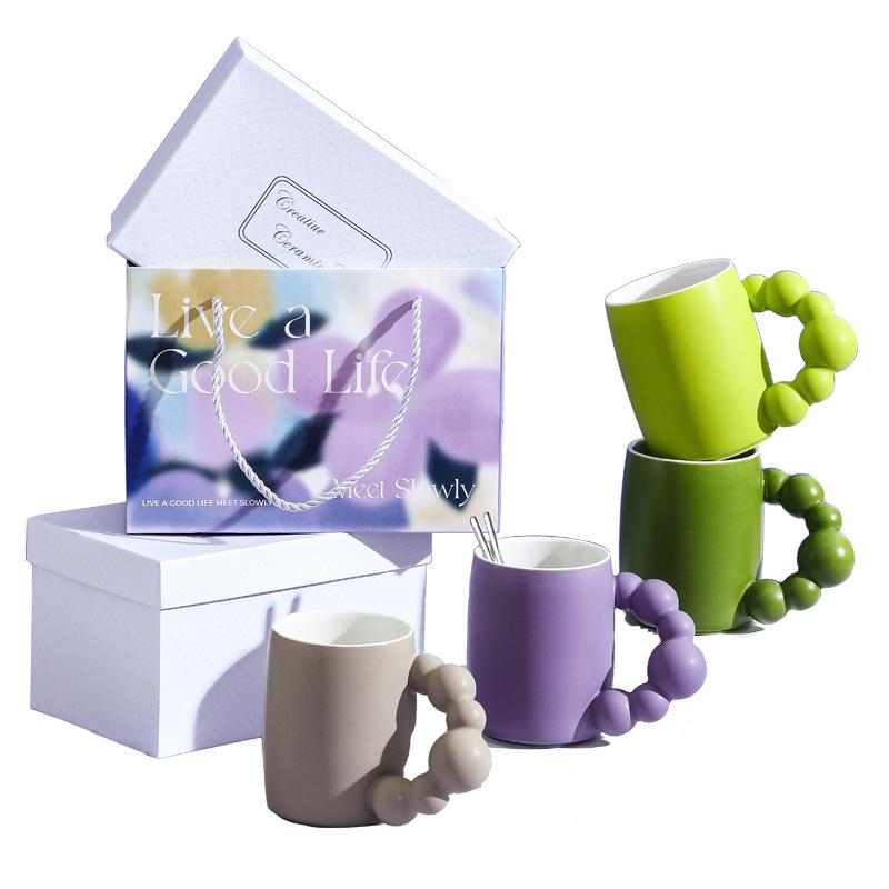 Gutes Leben Farbglasur Kreativer Becher Hochwertige Keramik Kaffeetasse Geschenkbox Souvenirgeschenk Feiertagsgeschenk Tasse