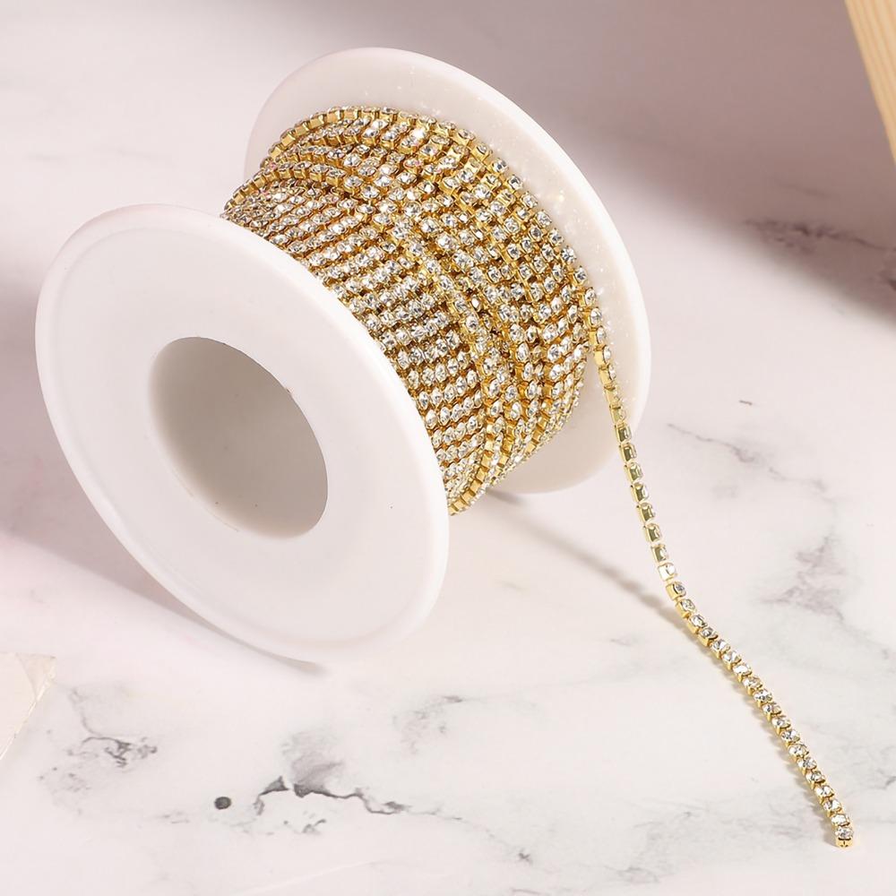 10 Yards Rhinestone Chain Roll SS6 2MM Close Chain Trim For Mobile Phone Shell
