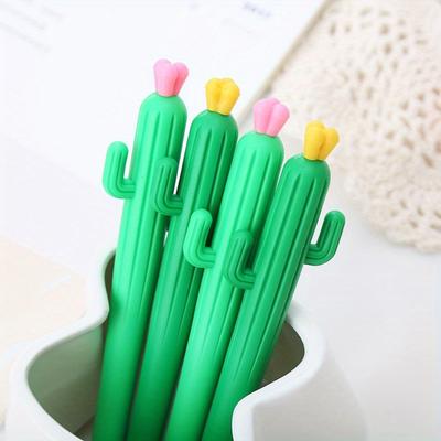 10pcs 0.5mm Creative Plant Shape Soft Cactus Gel Pen Learning Office Stationery Water-based Signature Pen Cute Pen