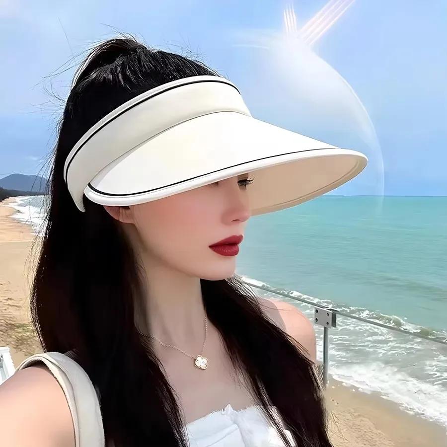 Summer Outdoor Sun Protection Visor Hat Korean Style Wide Brim UV Protection for Cycling Sports and Outdoor Activities