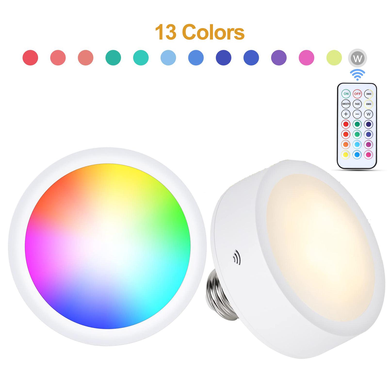 

Лампочки с аккумулятором, дистанционный беспроводной светильник с регулируемой яркостью для шкафа, шайба, винт E26/E27 1PCS 3 Color Temperature-A