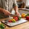 Titanium Cutting Board with Built-In Knife Sharpener Garlic Grater & Juice