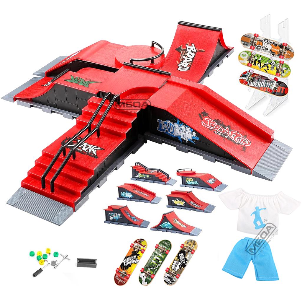 DIY Finger Skatepark 6-in-1 Set Professional Tech Practice Deck Platform Stunt Finger Skateboard Assemble Ramp Park Kits Toys