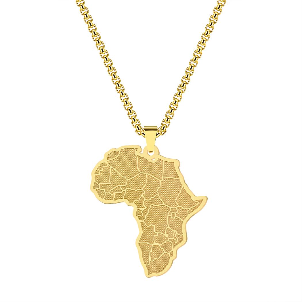 

Kinitial Stainless Steel African Country Map Pendant Charm Necklace Jewelry Clavicle Chain Necklace for Women Party Choker Gift