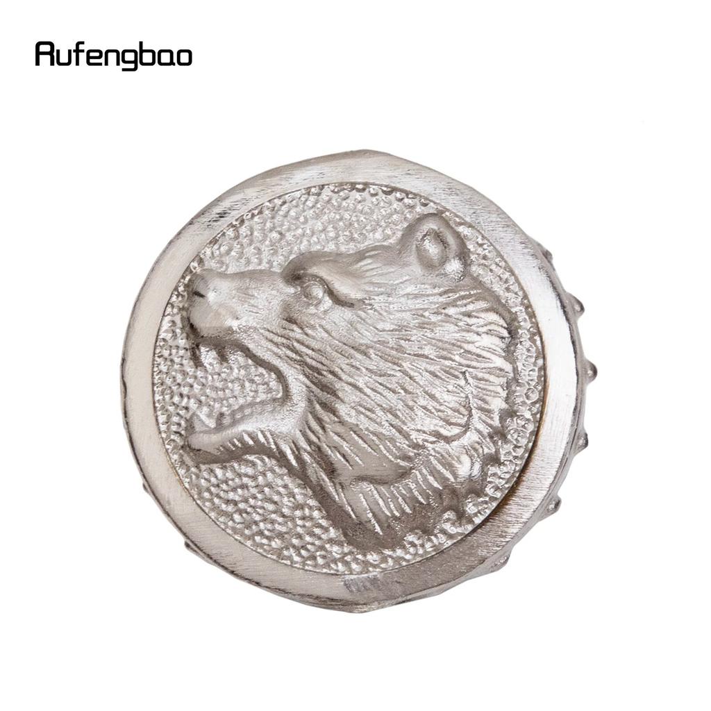 Weißer brüllender Bärenkopf, Blumentotem, Relief, Gehstock, modischer Gehstock, Gentleman Crosier, Knauf, Gehstock, 93 cm