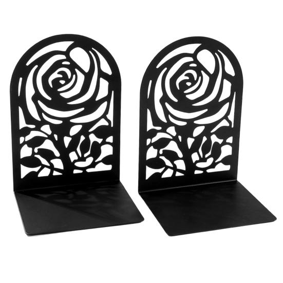 2 Pcs Metal Bookends L-Shaped Reinforced Support Book Holder with Non-Slip Pads