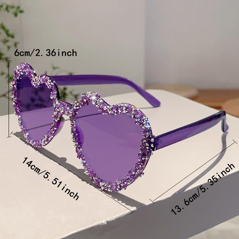 Fashion Brand Crystal Shiny Shades Women Stylish Heart Decor Trends Sunglasses Oversize Candy Color Beach Sun Glasses
