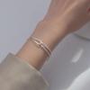 Silver 925 Half-Cut Chain Bangle Two-Row Silver Bracelet W095